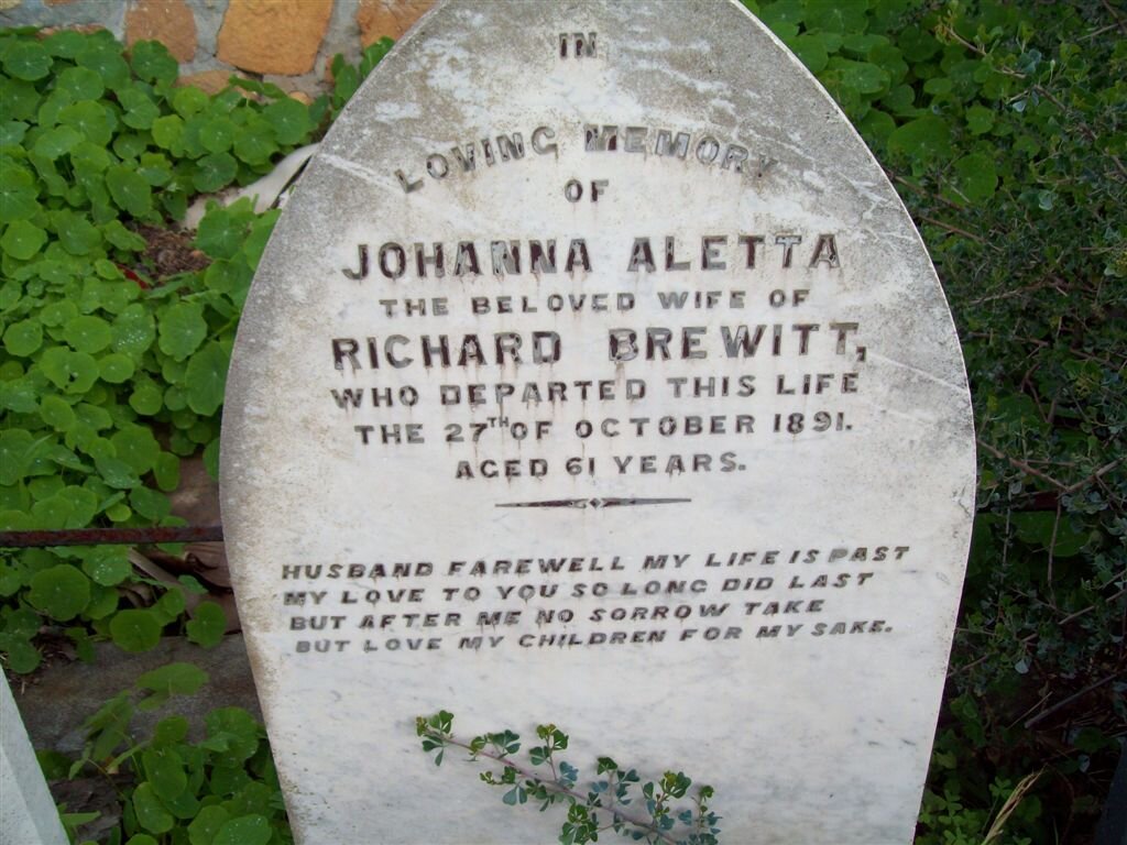 BREWITT Johanna Aletta -1891