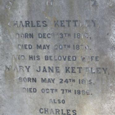 KETTLEY Charles 1813-1870 &amp; Mary Jane 1815-1896