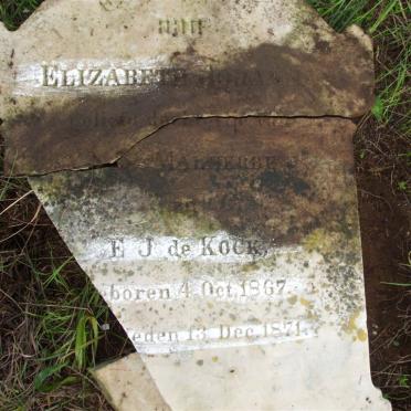 KOCK  Elizabeth Johanna, de nee MALHERBE 1867-1871