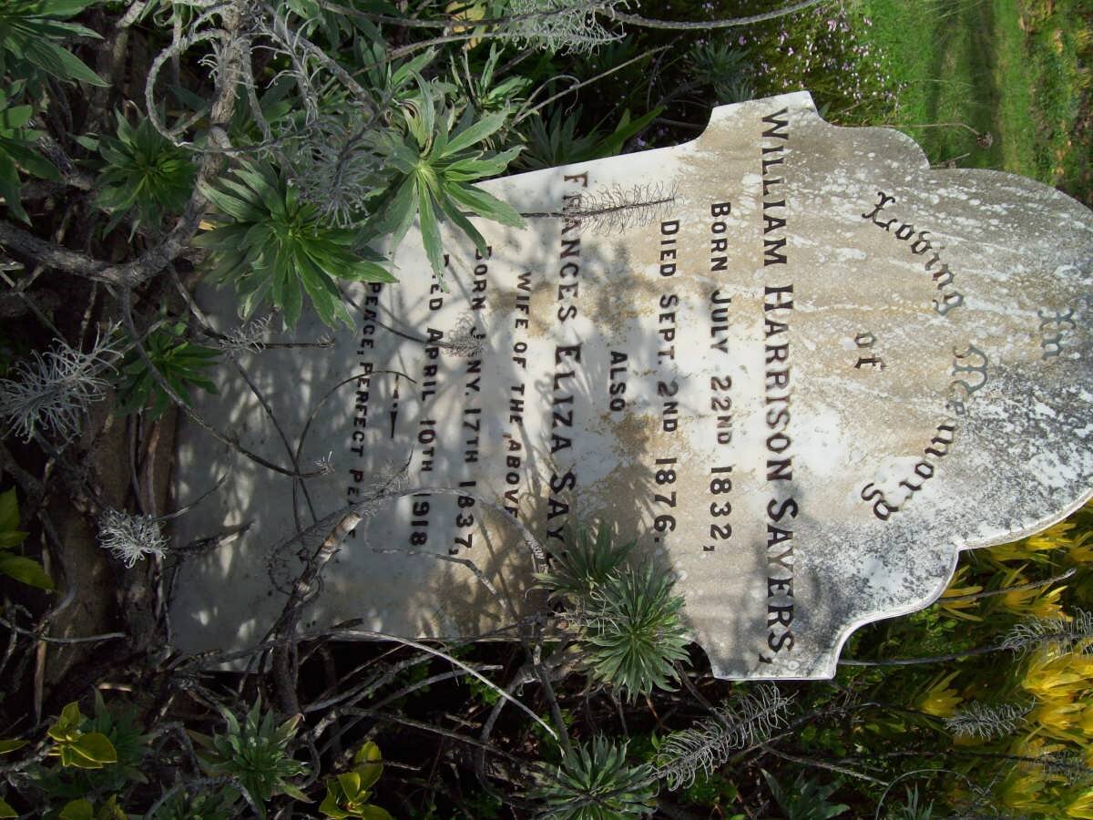 SAYERS William Harrison 1832-1876 &amp; Frances Eliza 1837-1918
