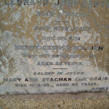 STAGMAN Henry George William -1911 :: STAGMAN Mary Ann nee CRAIG -1933