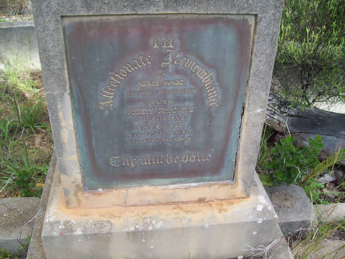 WADE Agnes -1883 :: WADE Henry Francis -1887