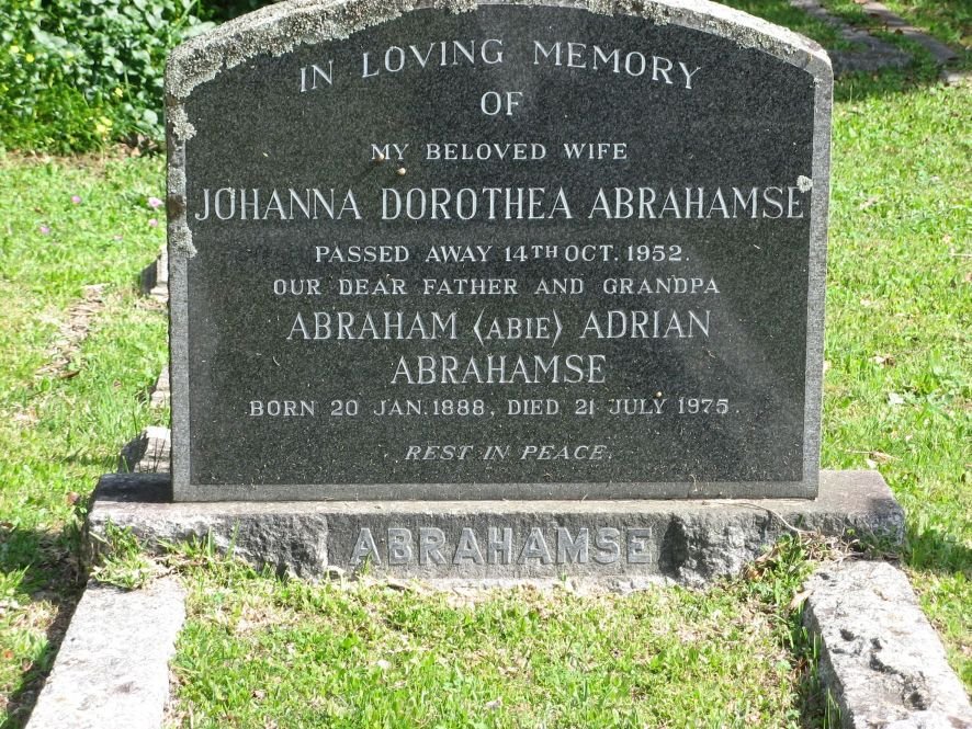 ABRAHAMSE Abraham Adrian 1888-1975 :: ABRAHAMSE Johanna Dorothea -1952