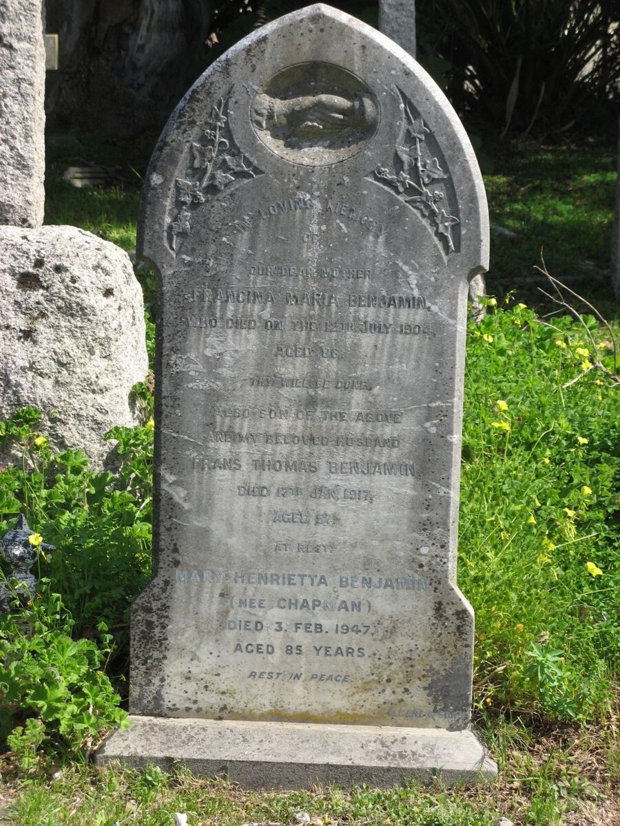 BENJAMIN Francina Maria -1904 :: BENJAMIN Frans Thomas -1917 &amp; Mary Henrietta CHAPMAN -1947