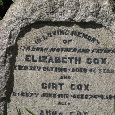 COX Girt -1912 &amp; Elizabeth -1910 :: COX Anna -199?