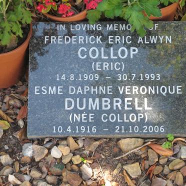 COLLOP Frederick Eric Alwyn 1909-1993 :: DUMBRELL Esme Daphne Veronique nee COLLOP 1916-2006