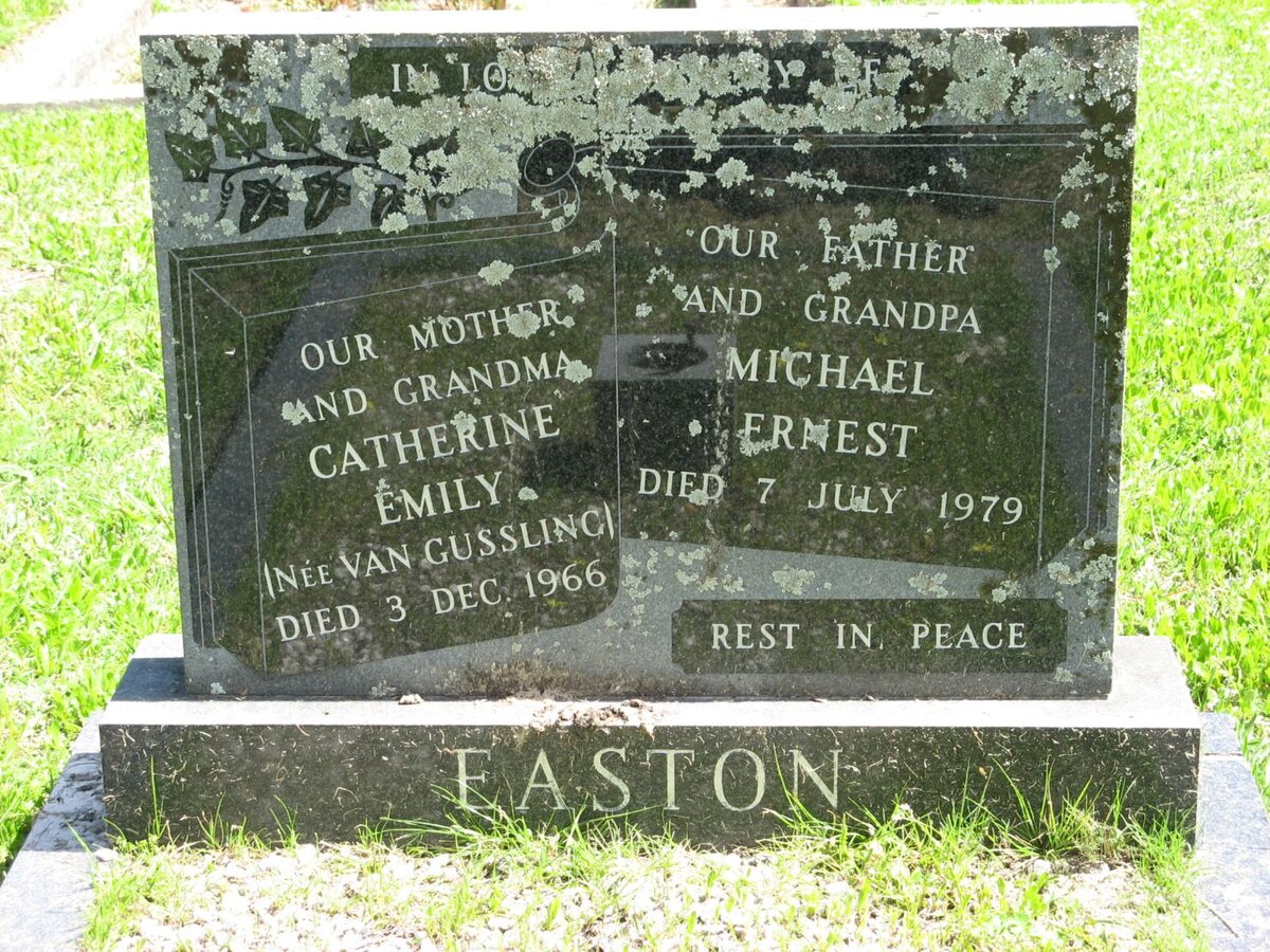 EASTON Michael Ernest -1979 &amp; Catherine Emily VAN GUSSLING -1966