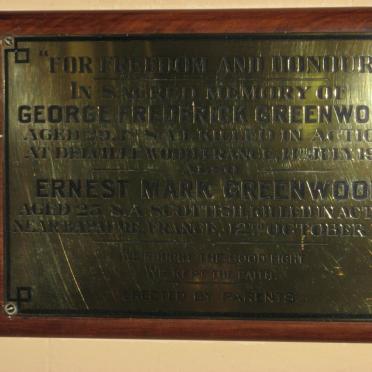 GREENWOOD George Frederick -1916 :: GREENWOOD Ernest Mark -1916