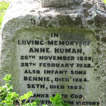 HUMAN Anne 1858-1932 :: HUMAN Bennie -1884 :: HUMAN Seth - 1885