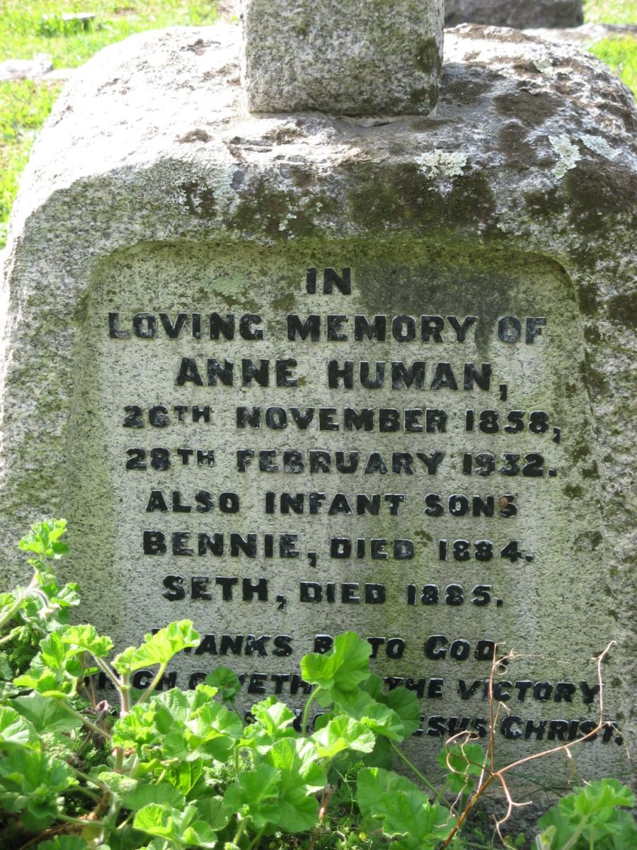 HUMAN Anne 1858-1932 :: HUMAN Bennie -1884 :: HUMAN Seth - 1885