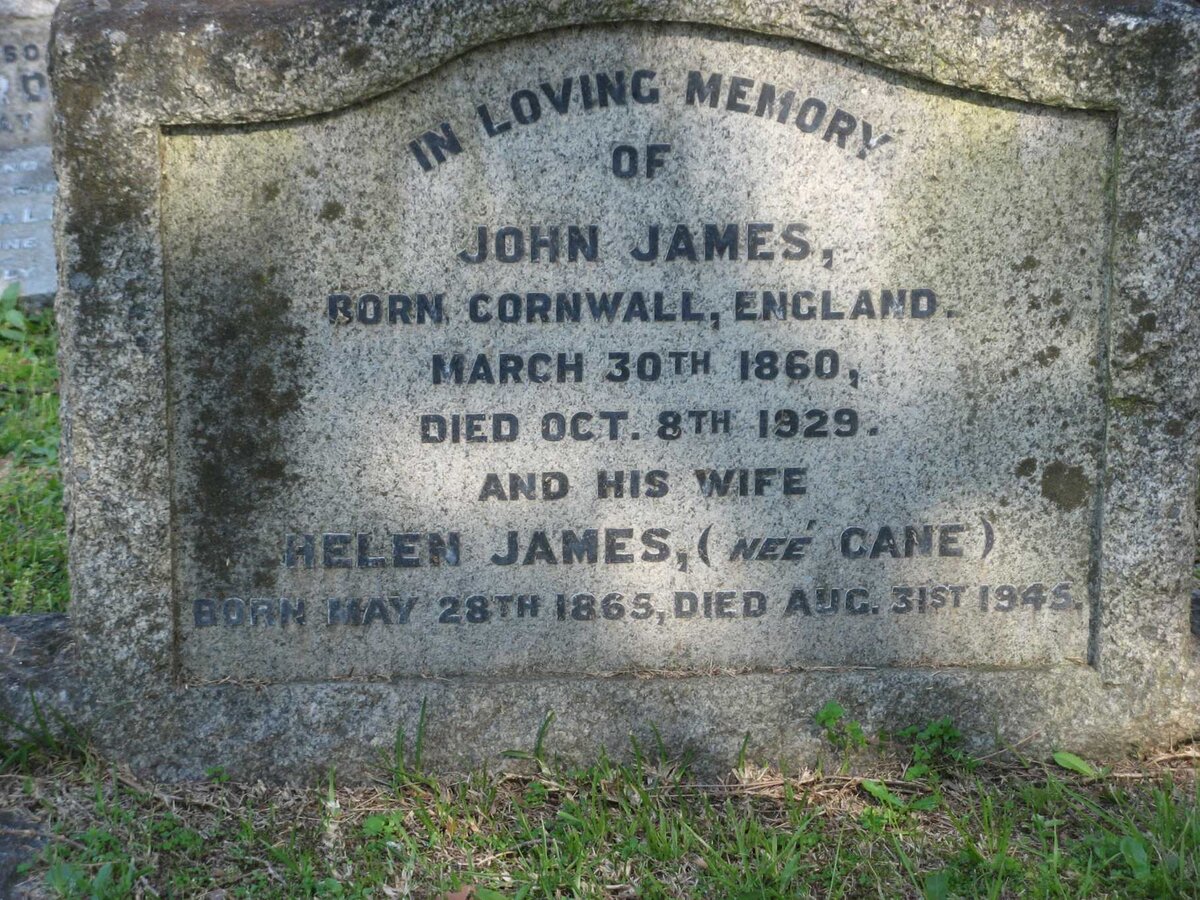 JAMES John 1860-1929 &amp; Helen CANE 1865-1945