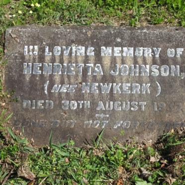 JOHNSON Henrietta nee NEWKERK -1937
