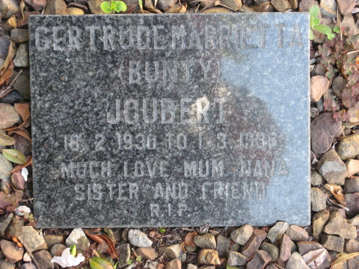 JOUBERT Gertrude Marrietta 1930-19??
