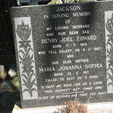 JACKSON Henry Joel Edward 1914-1967 &amp; Maria Johanna Sophia 1917-2002
