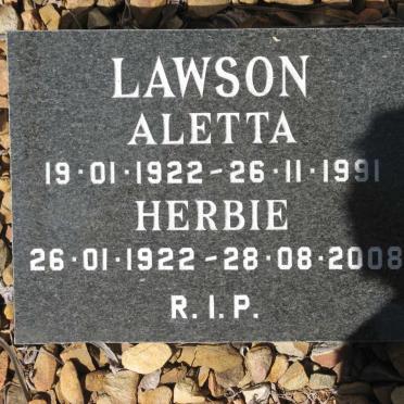 LAWSON Herbie 1922-2008 &amp; Aletta 1922-1991