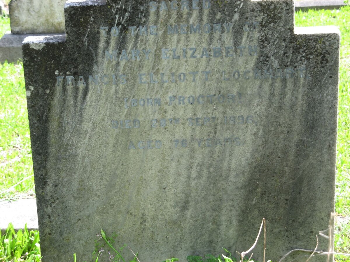 LOCKHARDT Mary Elizabeth Francis Elliott nee PROCTOR -189?