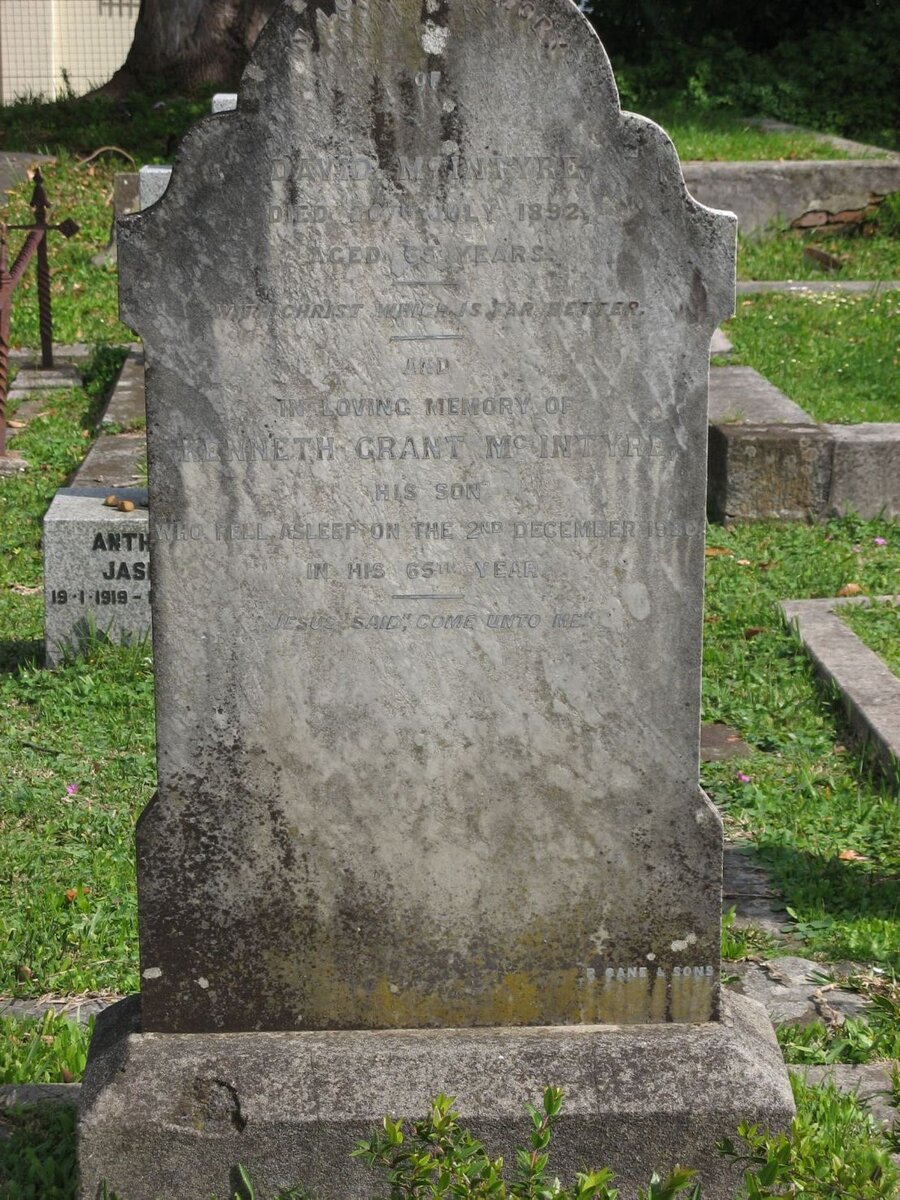 McINTYRE David -1892 :: McINTYRE Kenneth Grant -1930