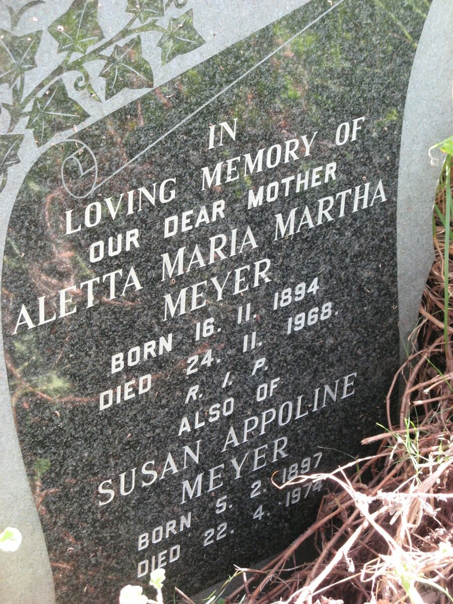 MEYER Aletta Maria Martha 1894-1968 :: MEYER Susan Appoline 1897-1974