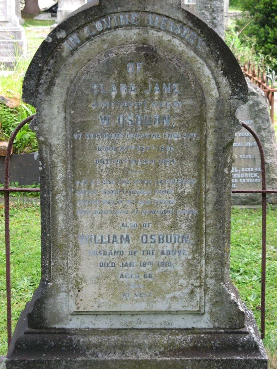 OSBURN William -1910 &amp; Clara Jane 18??-1884