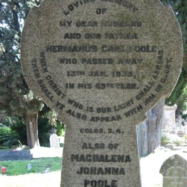 POOLE Hermanus Carl -1935 &amp; Magdalena Johanna METZLER -1958