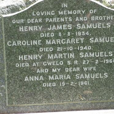 SAMUELS Henry James -1934 &amp; Caroline Margaret -1940 :: SAMUELS Henry Martin -1960 :: SAMUELS Anna Maria -1961