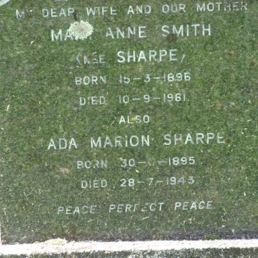 SHARP Ada Marion 1895-1943 :: SMITH Mary Anne nee SHARPE 1896-1961