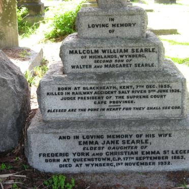 SEARLE Malcolm William 1855-1926 &amp; Emma Jane 1863-1932