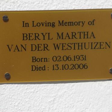 WESTHUIZEN Beryl Martha, van der 1931-2006