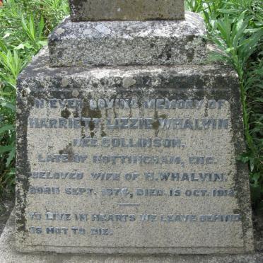 WHALVIN Harriett Lizzie nee COLLINSON 1874-1918
