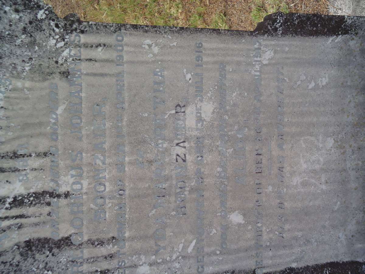 BOONZAIER Gregorious Johannes -1900 &amp; Ady Margaretha -1916 :: BOONZAIER Alida -1917