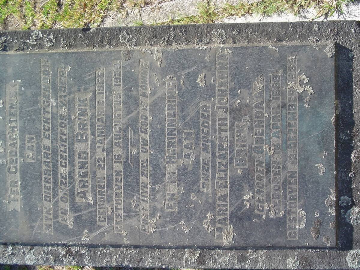 BRINK Arend 1866-1929 &amp; Maria Elizabeth Johanna ODENDAAL 1868-1939