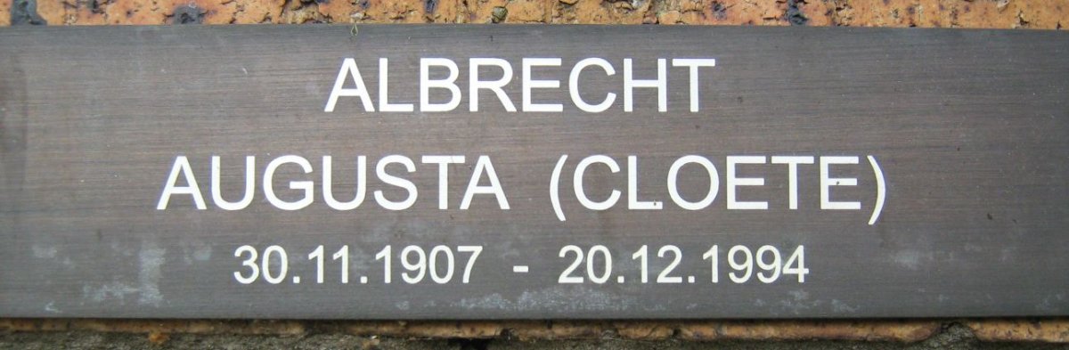 ALBRECHT Augusta nee CLOETE 1907-1994