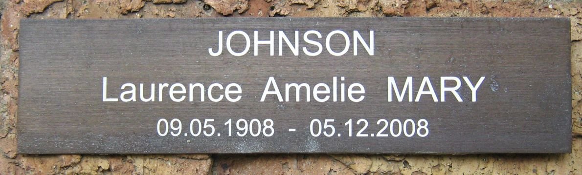 JOHNSON Laurence Amelie Mary 1908-2008