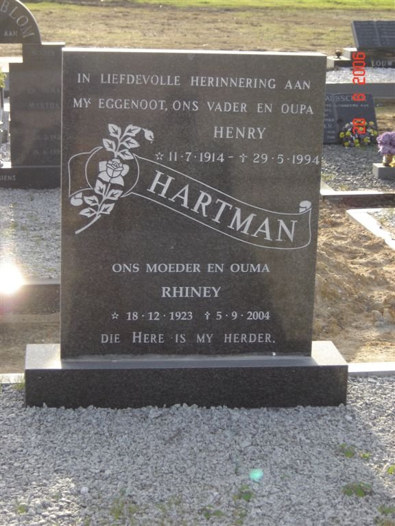 HARTMAN Henry 1914-1994 &amp; Rhiney 1923-2004