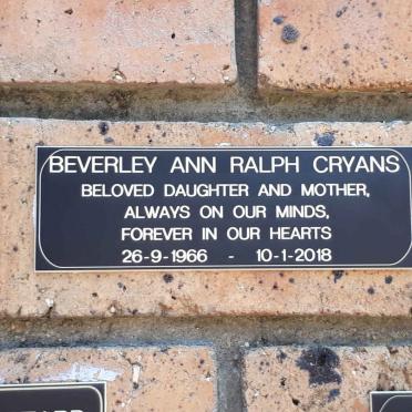 CRYANS Beverley Ann Ralph 1966-2018