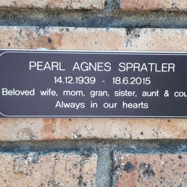 SPRATLER Pearl Agnes 1939-2015