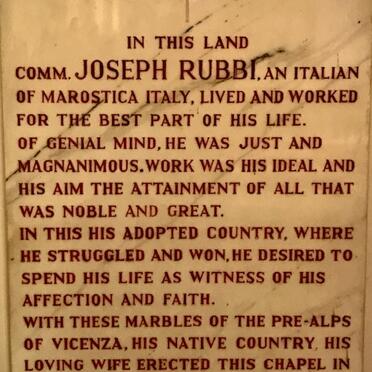 3. Memorial to Giuseppe RUBBI who dedicated his life to altruism, faith and good works.