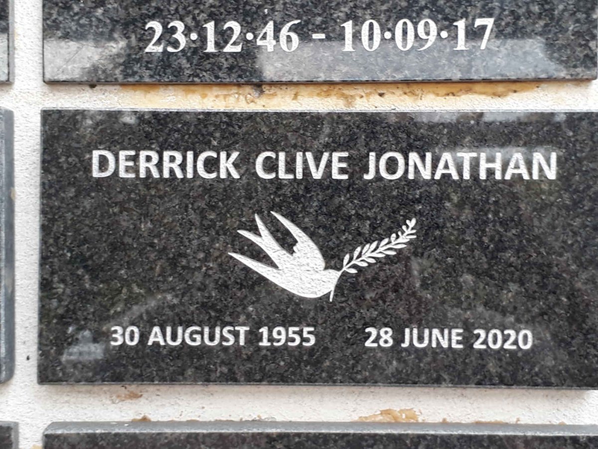 JONATHAN Derrick Clive 1955-2020