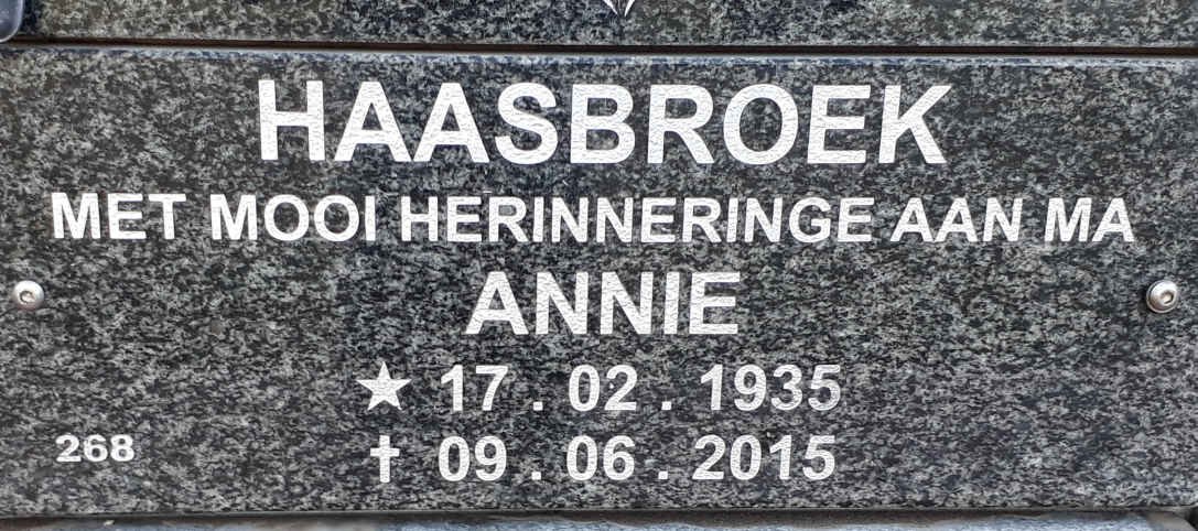 HAASBROEK Annie 1935-2015