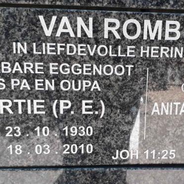 ROMBURGH P.E., van 1930-2010 &amp; A. BOTHA 1936-2021