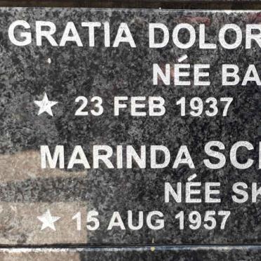 SKEEN Gratia Dolorosa nee BASSON 1937-2019 :: SCHREUDER Marinda nee SKEEN 1957-2012