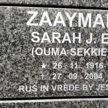 ZAAYMAN Sarah J.E. 1916-2004