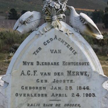 MERWE A.C.F., van der nee JOOSTE 1846-1903