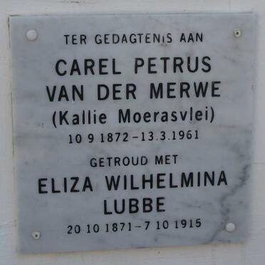 MERWE Carel Petrus, van der 1872-1961 &amp; Eliza Wilhelmina LUBBE 1871-1915