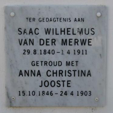 MERWE Isaak Wilhelmus, van der 1840-1911 &amp; Anna Christina JOOSTE 1846-1903
