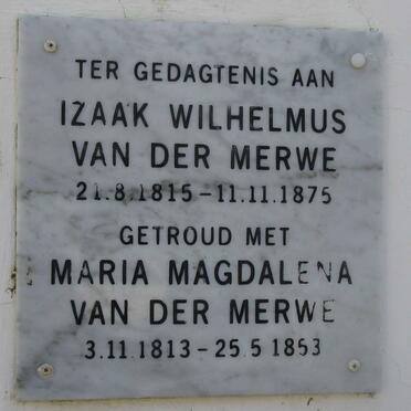 MERWE Izaak Wilhelmus, van der 1815-1875 &amp; Maria Magdalena VAN DER MERWE 1813-1853