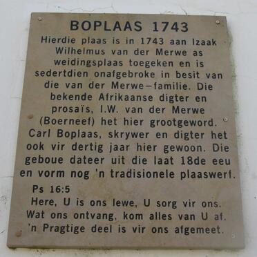 Western Cape, CERES district, Boplaas 185, farm cemetery_1 (Memorial wall)