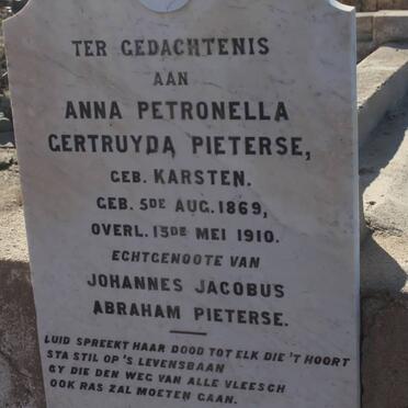 PIETERSE Anna Petronella Gertruida nee KARSTEN 1869-1910
