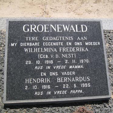 GROENEWALD Hendrik Bernardus 1916-1995 &amp; Wilhelmina Frederika V.D. NEST 1918-1970