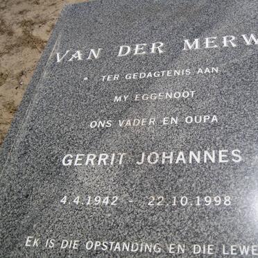 MERWE Gerrit Johannes, van der 1942-1998